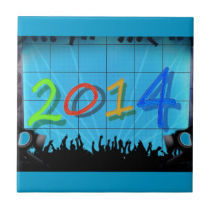Nieuwjaar 2014 Kantoor City Party Kleurrijke Leuke Tegeltje