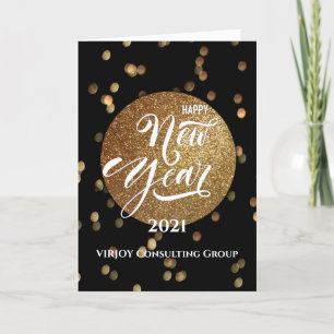 Nieuwjaar 2021 Bedrijfs Gold Confetti Feestdagen Kaart