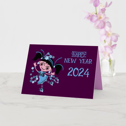 NIEUWJAAR 2024 GROET FOLIE FEESTDAGENKAART (Orchidee)