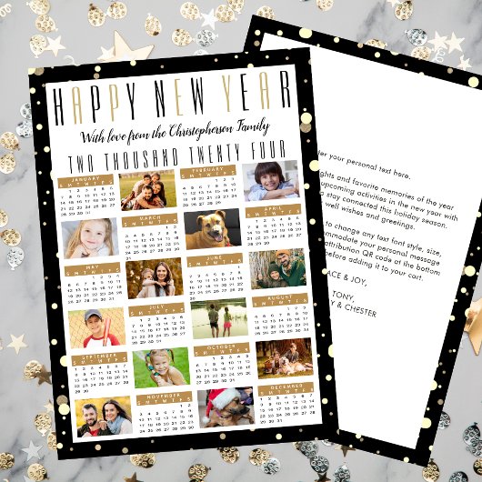 Nieuwjaar 2024 Kalender 2023 Jaar Review 12 Foto Feestdagenkaart