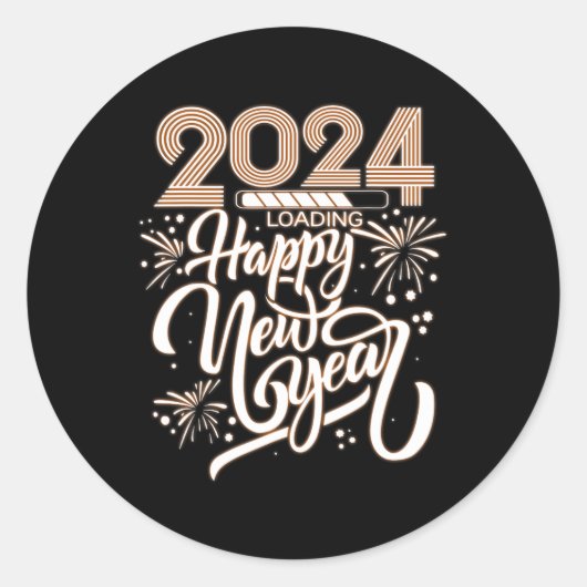 Nieuwjaar 2024 laden ronde sticker (Voorkant)