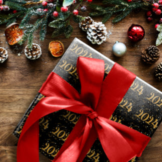 Nieuwjaar 2024 zwart inpakpapier