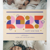 Nieuwjaar 2025 - Krachtige Geometrische Viering Drieluik Wenskaart (Binnenkant midden)