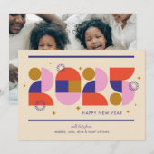 Nieuwjaar 2025 - Krachtige geometrische viering Feestdagenkaart (Voorkant / Achterkant)