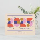 Nieuwjaar 2025 - Krachtige geometrische viering Feestdagenkaart (Staand voorkant)