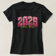 Nieuwjaar 2025 | Pink Sequin Nieuwjaarsfeest T-shi