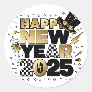 Nieuwjaar 2025 ronde sticker