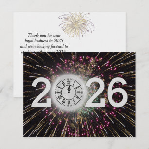 Nieuwjaar 2025 Vuurwerk en Maanklok Briefkaart