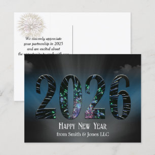 Nieuwjaar 2025 Vuurwerk en wolken Feestdagenkaart