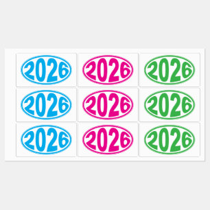 Nieuwjaar 2026 ovale sticker