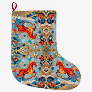 Nieuwjaar 2026 Red Fiery Horse Kerstpatroon Grote Kerstsok
