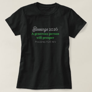Nieuwjaar 2026 Voorspoed Zwart en Groen Geluk T-shirt