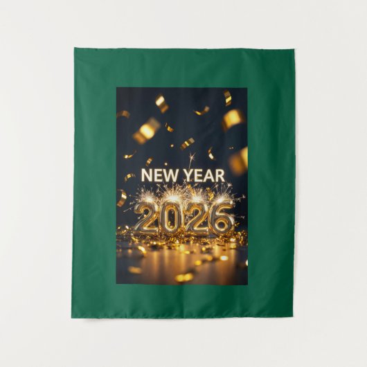 Nieuwjaar 2026 Wandtapijt - Op Maat Gemaakt Luxe W Wandkleed (Voorkant)