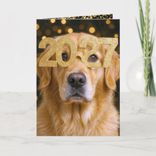 Nieuwjaar 2027 Golden Retriever Humor Kaart