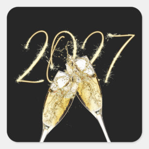 Nieuwjaar 2027 Vonkens Vierkante Sticker