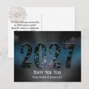 Nieuwjaar 2027 Vuurwerk en Wolken Feestdagenkaart