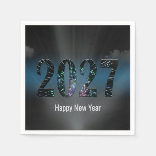 Nieuwjaar 2027 Vuurwerk met Wolken Servet