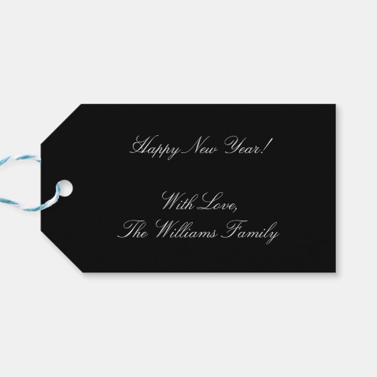 Nieuwjaar 202 Typografie zwart-wit Cadeaulabel (Achterkant Horizontaal)