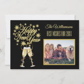 Nieuwjaar 4 Multi-Photo Collage Front Back Kaart (Voorkant)