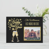 Nieuwjaar 4 Multi-Photo Collage Front Back Kaart (Staand voorkant)