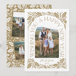 Nieuwjaar Arch Berry Golden 3 Foto Collage Feestdagenkaart