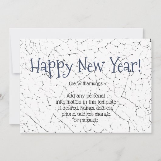 Nieuwjaar Blauw Wit Konijn Delft Dedham Datum Feestdagenkaart (Achterkant)