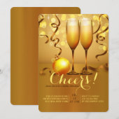 Nieuwjaar Champagne Toast uitnodiging (Voorkant / Achterkant)