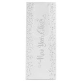 Nieuwjaar Cheer, Zilveren Glitter Sneeuwvlokken op Wijn Cadeautas (Voorkant)