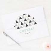 Nieuwjaar Cheers Neutraal Mod Geometric Holiday Ronde Sticker (Envelop)