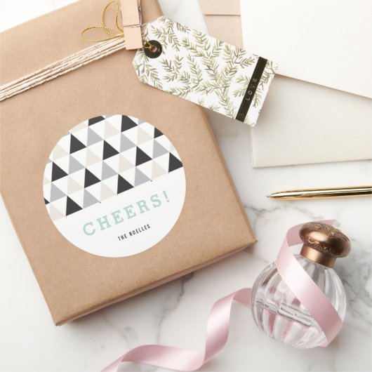 Nieuwjaar Cheers Neutraal Mod Geometric Holiday Ronde Sticker (Geschenken)