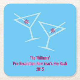 Nieuwjaar Cheers (op maat) Vierkante Kartonnen Onderzetter