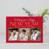 Nieuwjaar Collage FOLIE bewerkbare kleur vakantie  Folie Feestdagenkaart (Staand Voorkant)