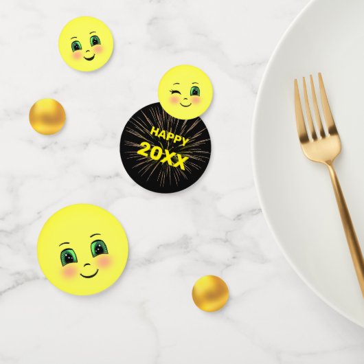 Nieuwjaar Cute Sun Happy Face Emojis Confetti (Groep)