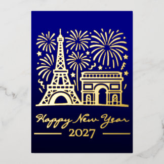 Nieuwjaar Eiffeltoren Parijs Vuurwerk Frankrijk Go Folie Feestdagenkaart