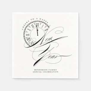 Nieuwjaar Elegant zwart-wit Servet