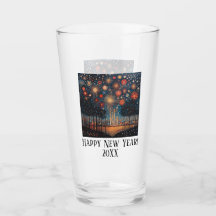 Nieuwjaar geëtst vuurwerk Ontwerp Custom Stemless
