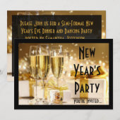 Nieuwjaar Golden Champagne Kaart (Voorkant / Achterkant)