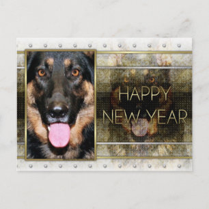 Nieuwjaar - Golden Elegance - Duitse herder Kuno Feestdagenkaart