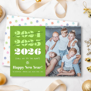 Nieuwjaar Grappig 3e Keer een Kans Moderne Groene Feestdagenkaart
