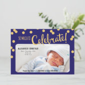 Nieuwjaar Groet Baby Boy Geboorteaankondiging Feestdagenkaart (Staand voorkant)