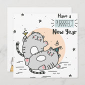 Nieuwjaar Kaart kattenfeestdag (Voorkant / Achterkant)