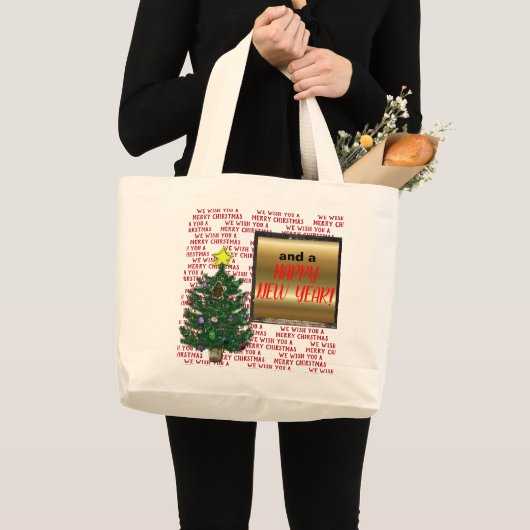 Nieuwjaar kerstboom grote tote bag (Voorkant (product))
