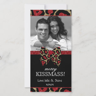 Nieuwjaar kerstfeest Leopard Glitter Foto Feestdagenkaart