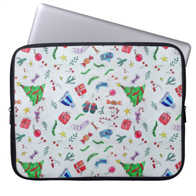 Nieuwjaar kerstwinter laptop sleeve (Voorkant)