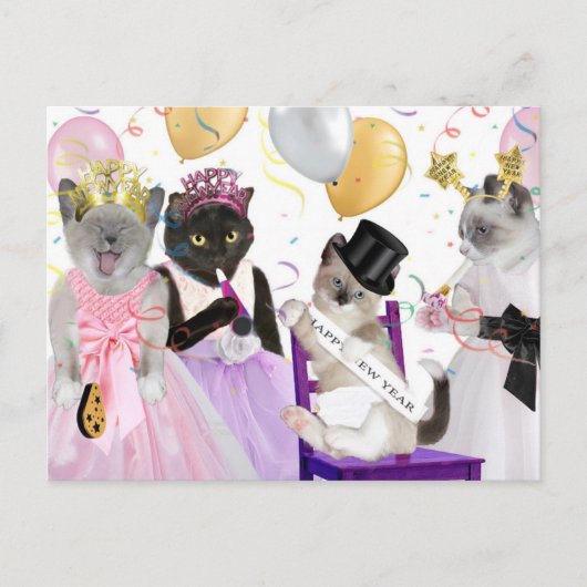 Nieuwjaar Kitten Briefkaart (Voorkant)