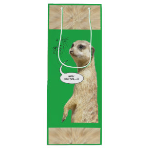 Nieuwjaar Meerkat GREEN Wine Bag Wijn Cadeautas