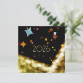 Nieuwjaar met Gold & Confettis uitnodiging ( 2026  (Staand voorkant)