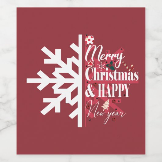 Nieuwjaar met kerst wijn etiket (Enkel label)