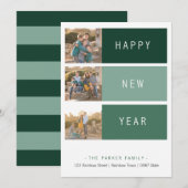 Nieuwjaar moderne fotokaart sjabloon groene tint (Voorkant / Achterkant)