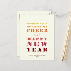 Nieuwjaar moderne, heldere regenboogtypografie feestdagenkaart